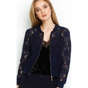 Kurtki: Granatowa Bomberka Floral Web