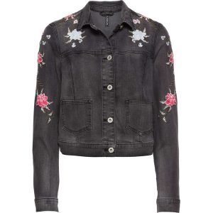Kurtki: Kurtka dżinsowa z haftem bonprix szary denim