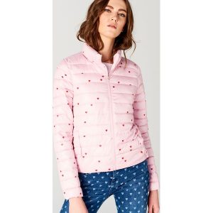Kurtki: Pikowana kurtka w serduszka little princess – Różowy