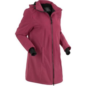 Kurtki: Kurtka softshell z podszewką barankiem bonprix czerwony rododendron