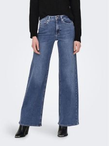 ONLY Jeansy Madison 15282980 Niebieski Wide Leg. Niebieskie jeansy ONLY, bez wzorów, z bawełny. Za 229,99 zł.