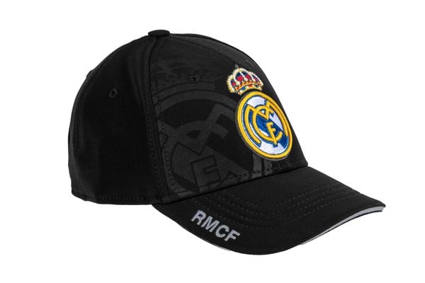 Czapka z daszkiem Real Madryt - oficjalna licencjonowana. Czarne czapki REAL MADRID, bez wzorów, z bawełny. Za 98,00 zł.