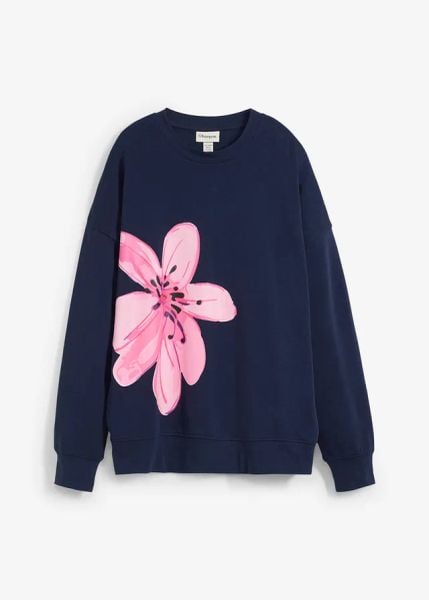 Bluza oversize. Niebieskie bluzy bonprix, bez wzorów, bez kaptura. Za 37,99 zł.