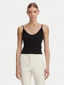 Guess Top O6GR01 Z5302 Czarny Regular Fit. Czarne topy Guess, l, z aplikacjami, z wiskozy, bez kołnierzyka, bez ramiączek. Za 186,99 zł.