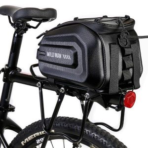 Odblaskowa torba na bagażnik rowerowy. Czarne torby podróżne i sportowe WILDMAN, bez wzorów, z materiału, duże. Za 155,00 zł.