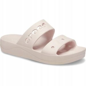 Klapki Dla Dorosłych Crocs Baya Platform. Brązowe klapki Crocs, bez wzorów, z materiału, bez obcasa. Za 139,99 zł.