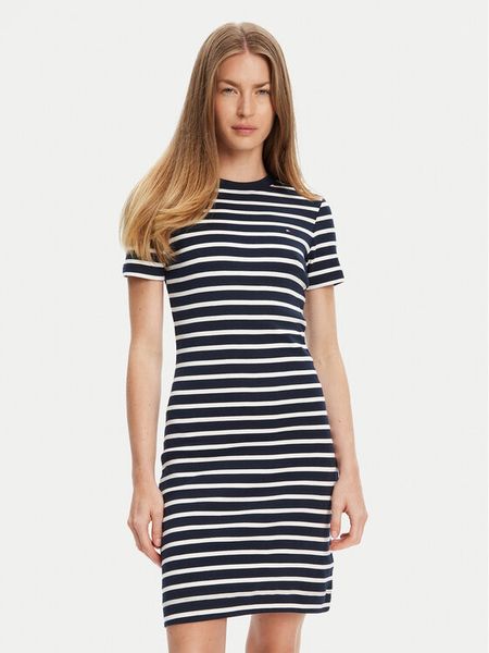 Tommy Hilfiger Sukienka codzienna New Cody WW0WW42721 Granatowy Slim Fit. Niebieskie kombinezony TOMMY HILFIGER, na co dzień, xl, bez wzorów, z bawełny, bez kołnierzyka, bez ramiączek, proste. Za 229,99 zł.