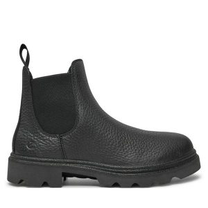 Sztyblety ECCO. Czarne botki ecco, bez wzorów, bez obcasa, na płaskiej podeszwie, bez zapięcia. Za 589,99 zł.