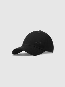 4F Czapka z daszkiem strapback uniseks - czarna S/M. Czarne czapki 4f, bez wzorów, z bawełny, sportowe. Za 59,99 zł.