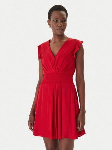 Morgan Sukienka koktajlowa 251-RWANY Czerwony Loose Fit. Czerwone kombinezony Morgan, bez wzorów, z syntetyku, wizytowe, bez kołnierzyka, bez ramiączek. Za 369,99 zł.