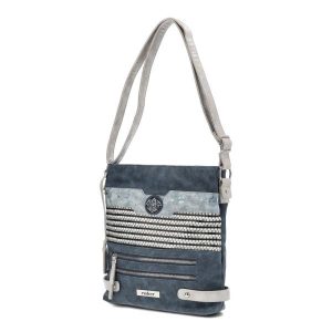 Granatowa Modna Torebka Damska Rieker. Niebieskie listonoszki Rieker, z aplikacjami, bez dodatków. Za 249,00 zł.