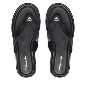 Japonki Tamaris. Czarne klapki Tamaris, bez wzorów, bez obcasa. Za 259,99 zł.