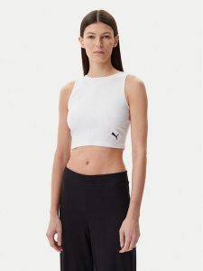 Puma Top Ess 629765 Biały Slim Fit. Białe topy Puma, l, bez wzorów, z bawełny, bez kołnierzyka, bez ramiączek. Za 79,99 zł.