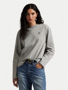 Polo Ralph Lauren Bluzka 211967105003 Szary Straight Fit. Szare bluzki Polo Ralph Lauren, s, bez wzorów, z bawełny, bez kołnierzyka, bez ramiączek. Za 399,99 zł.