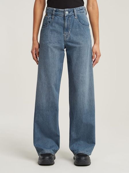 G-Star Dżinsy - Loose fit - w kolorze niebieskim rozmiar: W30/L32. Niebieskie jeansy G-Star, z aplikacjami, ze skóry, z podwyższonym stanem. Za 218,05 zł.