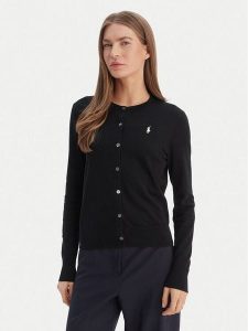 Polo Ralph Lauren Kardigan 211971871005 Czarny Slim Fit. Czarne kardigany Polo Ralph Lauren, z bawełny. Za 560,99 zł.