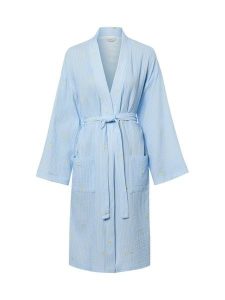 Marie Lund Szlafrok damski Kobiety Bawełna (100%) niebieski|biały|żółty wzorzysty, S. Białe szlafroki Marie Lund, s, bez wzorów, z bawełny, bez kaptura. Za 299,95 zł.