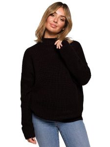 Be Wear Sweter w kolorze czarnym rozmiar: L/XL. Czarne swetry oversize Be Wear, l, bez wzorów, ze splotem, bez ramiączek. Za 149,31 zł.