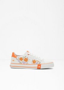 Sneakersy Mustang. Białe buty sportowe bonprix, bez wzorów, bez zapięcia. Za 219,99 zł.