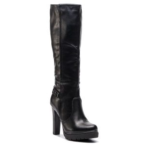 Kozaki Jenny Fairy. Czarne kozaki Jenny Fairy, bez wzorów, bez obcasa, na słupku, bez zapięcia. Za 169,99 zł.