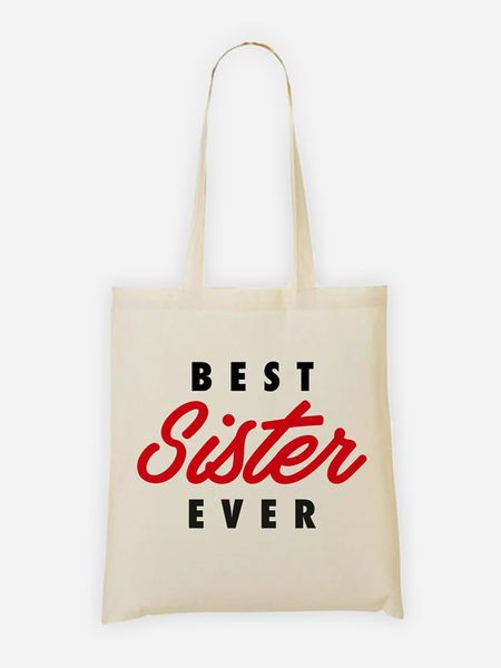 WOOOP Torba "Best Sister Ever" w kolorze kremowo-czerwonym - 36 x 43 cm rozmiar: onesize. Brązowe shopper bag Wooop, bez wzorów, z bawełny, na ramię, bez dodatków. Za 52,30 zł.
