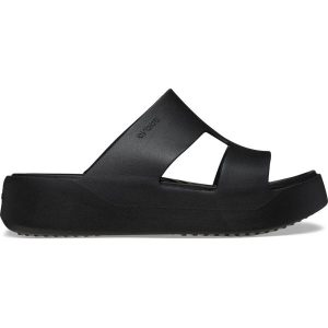 Klapki damskie Crocs Gateway Platform H-Strap. Czarne klapki Crocs, bez wzorów, bez obcasa. Za 159,00 zł.