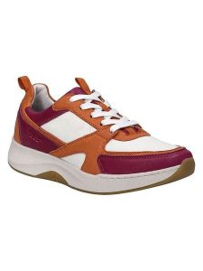 Josef Seibel Skórzane sneakersy w kolorze biało-pomarańczowo-różowym rozmiar: 40. Białe trampki Josef Seibel, bez wzorów, bez zapięcia. Za 204,95 zł.