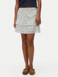 Vero Moda Spódnica mini Trine 10342736 Biały Regular Fit. Białe spódnice Vero Moda, xs, bez wzorów, z bawełny, mini. Za 139,99 zł.