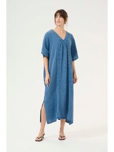 CULTURE Sukienka w kolorze niebieskim rozmiar: L. Niebieskie sukienki Culture, l, bez wzorów, z bawełny, bez kołnierzyka, bez ramiączek, maxi. Za 139,20 zł.