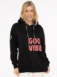 Zwillingsherz Bluza "Good Vibes 2.0" w kolorze czarnym rozmiar: S/M. Czarne bluzy Zwillingsherz, m, bez wzorów, z kapturem. Za 188,85 zł.