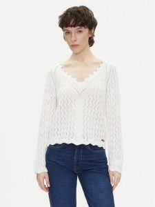 Pepe Jeans Sweter Olya PL702288 Écru Regular Fit. Swetry klasyczne Pepe Jeans, s, z bawełny, bez kołnierzyka. Za 199,99 zł.