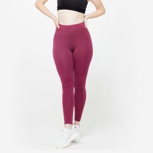 Legginsy fitness damskie Domyos slim. Niebieskie legginsy DOMYOS, bez wzorów, z bawełny. Za 49,99 zł.