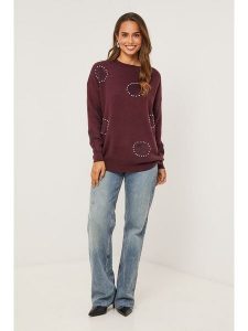 Soft Cashmere Sweter w kolorze bordowym rozmiar: 34/36. Czerwone swetry oversize Soft Cashmere, z aplikacjami, z kaszmiru, bez ramiączek. Za 143,90 zł.