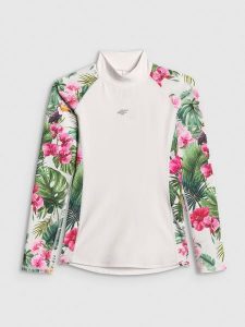 4F Top do pływania z nadrukiem damski - multikolor M. Brązowe topy 4f, m, bez wzorów, z materiału, bez kołnierzyka, bez ramiączek. Za 149,99 zł.