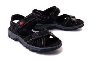 RIEKER 68851-02 black, sandały damskie. Czarne sandały Rieker, bez wzorów, bez obcasa, bez zapięcia. Za 255,92 zł.