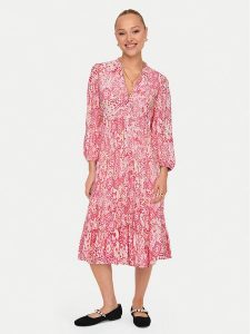 ONLY Sukienka codzienna Milana 15308233 Różowy Regular Fit. Czerwone sukienki ONLY, na co dzień, m, bez wzorów, z wiskozy, bez kołnierzyka, bez ramiączek, proste. Za 199,99 zł.