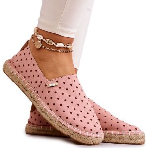Damskie Espadryle W Groszki Big Star JJ274869 Różowe. Czerwone espadryle bez wzorów, z gumy, bez obcasa. Za 182,49 zł.