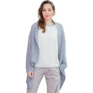 Kardigan w kolorze szarym. Kardigany marki Magda Hasiak. W wyprzedaży za 249,95 zł.