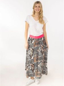 Zwillingsherz Spódnica "Wild Animal" w kolorze beżowo-jasnobrązowym rozmiar: L/XL. Brązowe spódnice Zwillingsherz, na co dzień, l, bez wzorów, z wiskozy, maxi. Za 104,99 zł.