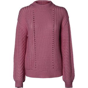 Sweter "Lamar" w kolorze jagodowym. Swetry oversize marki Pieces. W wyprzedaży za 90,95 zł.