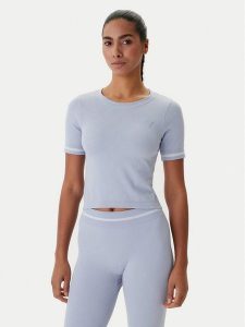 Guess T-Shirt V6RP02 Z4692 Błękitny Slim Fit. Niebieskie t-shirty Guess, l, z aplikacjami, z syntetyku, bez kołnierzyka, bez ramiączek. Za 219,99 zł.