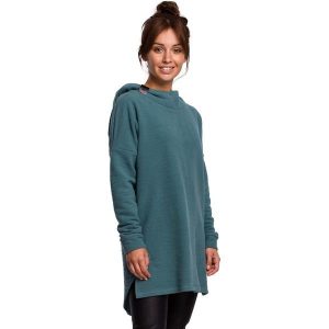 Nierozpinana Asymetryczna Bluza z Kapturem - Zielona. Zielone bluzy MOE, l, bez wzorów, z bawełny, z kapturem. Za 253,90 zł.