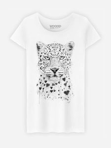 WOOOP Koszulka "Lovely Leopard" w kolorze białym rozmiar: XXL. Białe bluzki Wooop, xxl, bez wzorów, z bawełny, bez kołnierzyka, bez ramiączek. Za 56,99 zł.