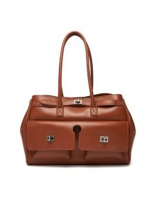 Gino Rossi Torebka EO-CLOVER-X10167 Brązowy. Brązowe shopper bag Gino Rossi, bez wzorów, z materiału, bez dodatków. Za 239,99 zł.