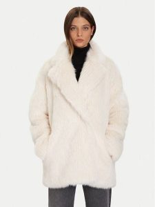 Eleh Futro Bianco Panna EFW250385 Écru Regular Fit. Płaszcze Eleh, bez wzorów, z futra, bez kaptura. Za 749,99 zł.