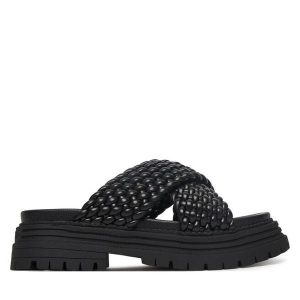 Klapki Buffalo. Czarne klapki Buffalo, bez wzorów, bez obcasa. Za 329,99 zł.