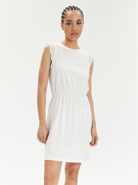Vero Moda Sukienka letnia Emily 10305216 Biały Regular Fit. Białe kombinezony Vero Moda, na lato, m, bez wzorów, z bawełny, bez kołnierzyka, bez ramiączek. Za 91,99 zł.