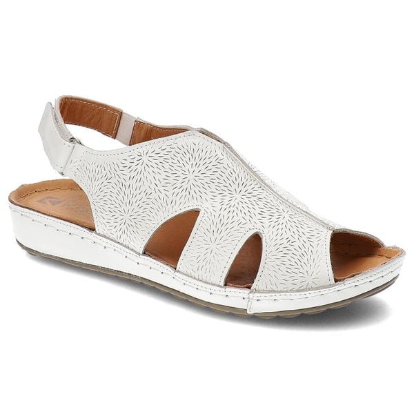 Białe Sandały Kampa Wygodne Skórzane Buty Damskie. Białe sandały Kampa, bez wzorów, ze skóry, bez obcasa, na platformie, bez zapięcia. Za 189,00 zł.