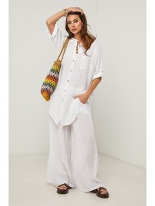 Fleur de Lin Lniana tunika "Berline" w kolorze białym rozmiar: XL. Białe tuniki Fleur de Lin, xl, bez wzorów, ze lnu, bez kołnierzyka, bez ramiączek. Za 229,95 zł.