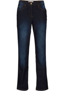 Dżinsy Straight, Mid Waist, ze stretchem. Niebieskie jeansy bonprix, bez wzorów, z jeansu. Za 92,99 zł.